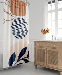 Mid-Century Modern Shower Curtain, Boho Bath Curtain, Minimalist, Abstract, Tropical Leaf, Moon, Botanical, Plants, Foliage, Bath Decor