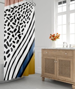 Mid-Century Modern Shower Curtain, Boho Bath Curtain, Scandi, Minimalist, Abstract, Contemporary, Dots, Lines, Tribal, Bohemian, Modern