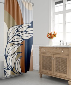 Mid-Century Modern Shower Curtain, Boho Bath Curtain, Tropical Leaf, Abstract, Minimalist, Moon, Botanical, Plants, Foliage, Bath Decor