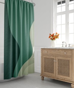 Mid-Century Modern Shower Curtain, Minimalist Bath Curtain