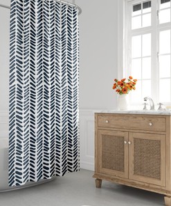 Mid-Century Modern Shower Curtain, Minimalist Bath Curtain, Abstract, Herringbone, Boho, Tribal, Scandi, Contemporary, Modern Bath Decor