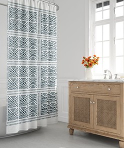 Mid-Century Modern Shower Curtain, Minimalist Bath Curtain, Boho, Abstract, Rustic, Tribal, Scandi, Contemporary, Ethnic, Modern Bath Decor