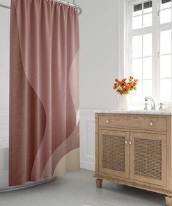 Mid-Century Modern Shower Curtain, Minimalist Bath Curtain, Ombre, Abstract, Wavy, Scandinavian, Modern, Contemporary, Decor