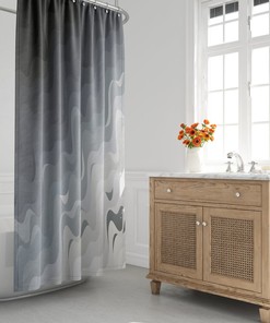Mid-Century Modern Shower Curtain, Ombre, Wavy, Abstract, Minimalist, Contemporary, Beach, Gradient, House Warming