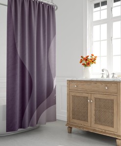 Mid-Century Modern Shower Curtain, Purple, Minimalist Bath Curtain, Ombre, Abstract, Wavy, Scandinavian, Modern, Contemporary, Decor