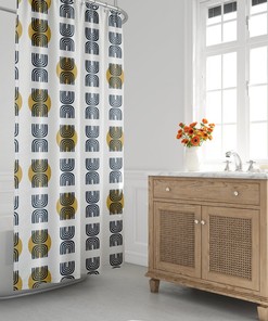 Mid-Century Modern Shower Curtain, Scandi Bath Curtian, Boho, Abstract, Minimalist, Geometric, Modern, Contemporary, Moon, Rainbow, Decor