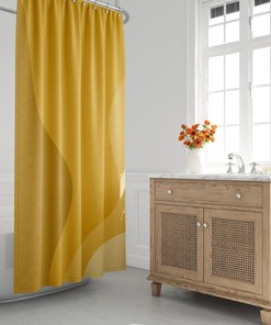 Mid-Century Modern Shower Curtain, Yellow, Minimalist Bath Curtain, Ombre, Abstract, Wavy, Scandinavian, Modern, Contemporary, Decor