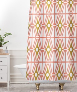 Midcentury Modern Shower Curtain, Fabric Shower Curtain, Geometric Shower Curtain, Retro Home Decor, Pink Shower Curtain, Bathroom Decor