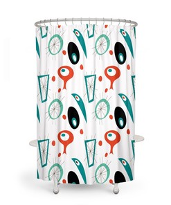 Midcentury Modern Theme Shower Curtain Bathroom Towels, Bath Mat Options