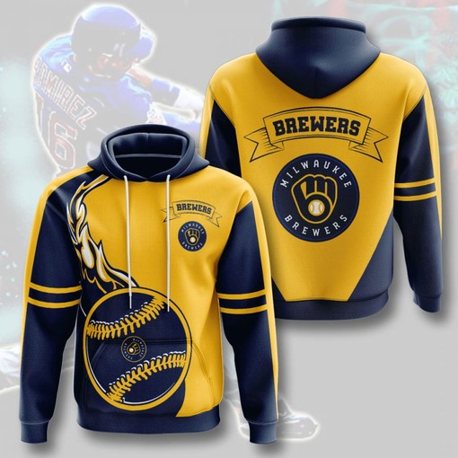 Milwaukee Brewers Custom Sport All Over Print Hoodie 3D 2