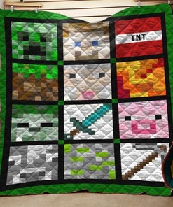 Minecraft Collage Quilt Blanket Bedding Set for Home Décor