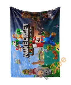Minecraft Sherpa Fleece Blanket Funny Gifts for Family, for Couple