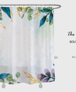 Minimalism Leaves Shower Curtain For Bathroom, Plant Blue Home Decor, Waterproof Washable Bath Curtain Curtain