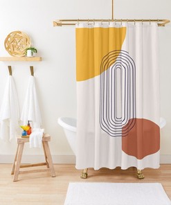 Minimalist Earth Tone Abstract Art Shower Curtain For A Trendy Bathroom Upgrade