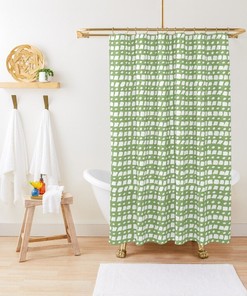 Minimalist Shower Curtain Abstract Eco-Friendly Waterproof Extra Durable Green Curtain Minimalist Decor