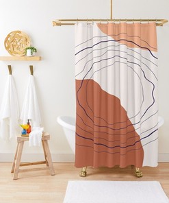 Minimalist Shower Curtain, Abstract Shape Curtain, Circle Trendy Shower Curtain