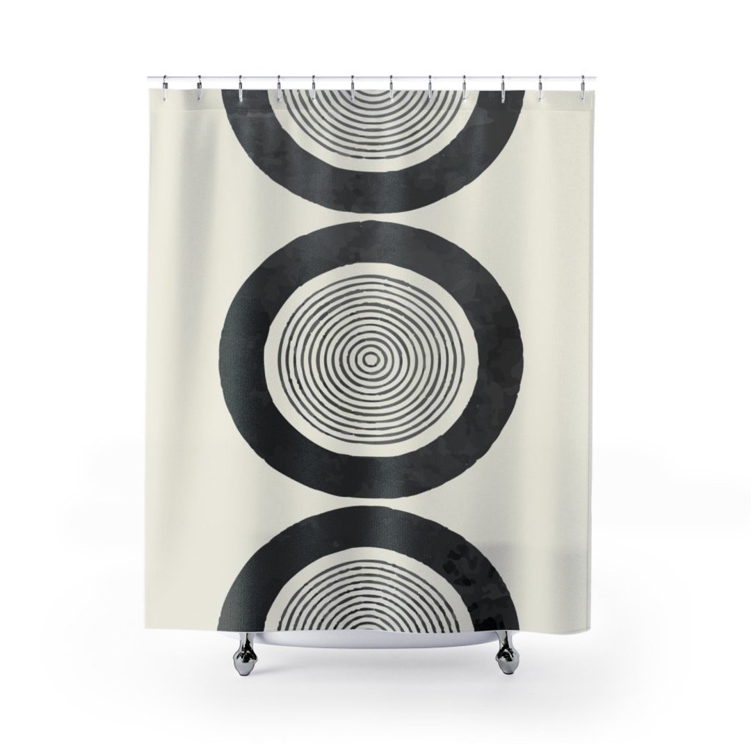 Minimalist Shower Curtain Modern Bathroom Decor, Scandinavian Bath Curtain, Dorm Room Decor