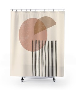 Minimalist Shower Curtain Restroom Decor, Modern Bathroom Decor, Scandinavian Bath Curtain