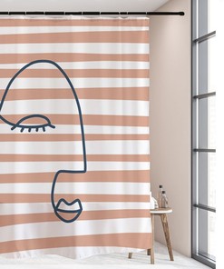 Minimalist Stripe Shower Curtain, Waterproof And Washable Shower Curtain, Funny Eye Bathroom Set