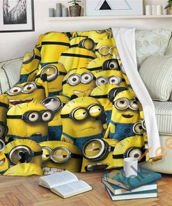 Minions Sherpa Fleece Blanket Gifts for Family, for Couple