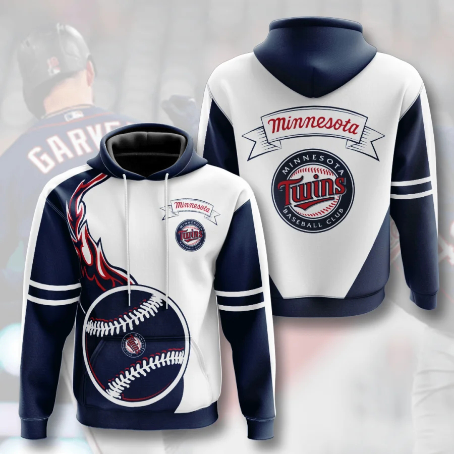 Minnesota Twins Hoodie 3D Zip Hoodie Flame Balls Graphic Gifts for Fans