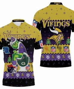 Minnesota Viking Christmas Grinch In Toilet Knitting Pattern Sweatshirt 3d Jersey 3D All Over Print Polo Shirt