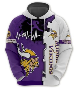 Minnesota Vikings 3D All Over Print Zip Hoodie for Nfl Fans