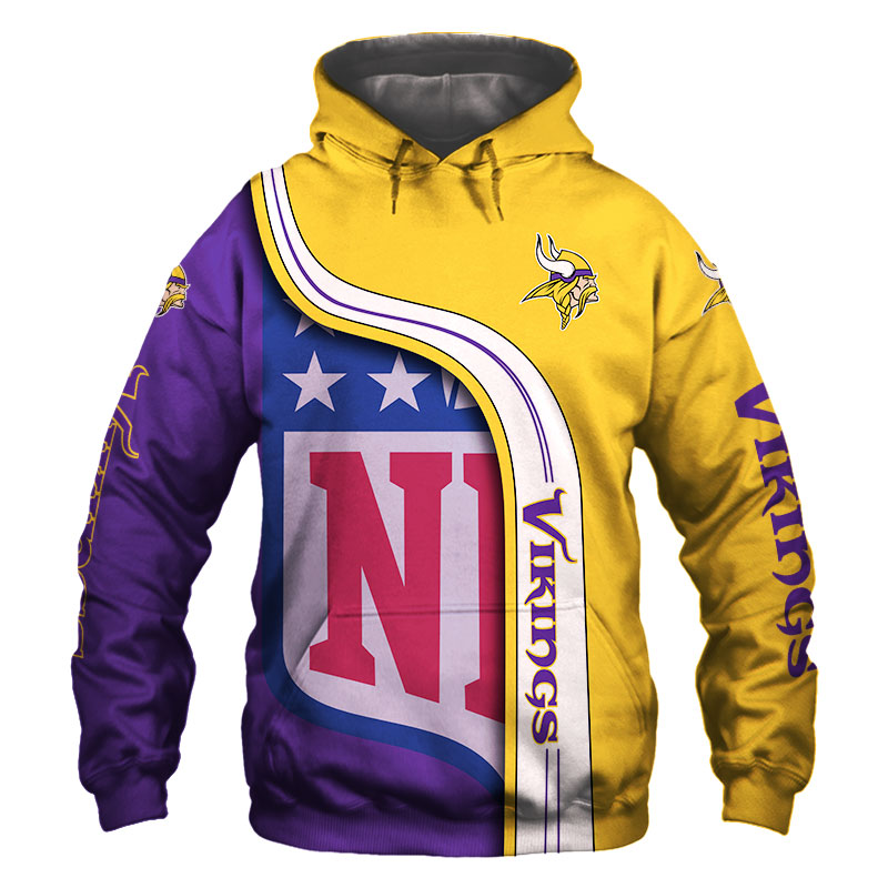 Minnesota Vikings 3D Hoodie Pullover Zip Hoodie Nfl for Fans