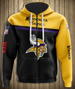 Minnesota Vikings 3D Skull Hoodie Pullover Zip Hoodie for Fans