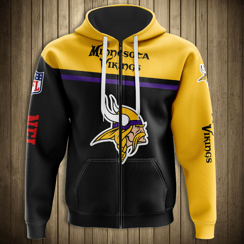 Minnesota Vikings 3D Skull Hoodie Pullover Zip Hoodie for Fans