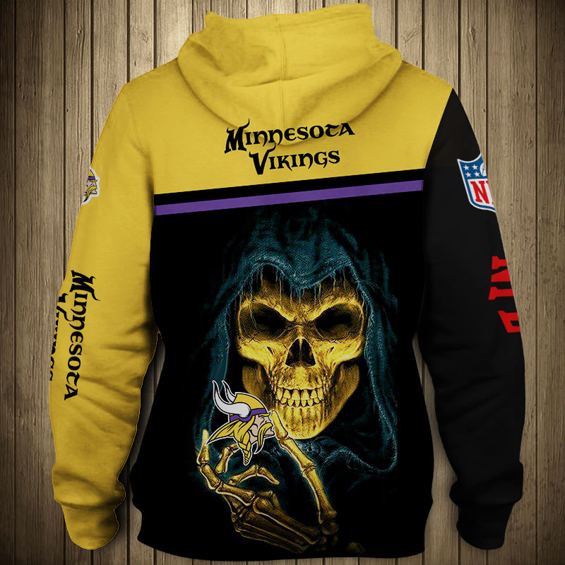 Minnesota Vikings 3D Skull Hoodie Pullover Zip Hoodie for Fans - Image 2