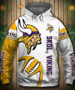 Minnesota Vikings Hoodie 3D Graphic Balls Zip Hoodie Pullover
