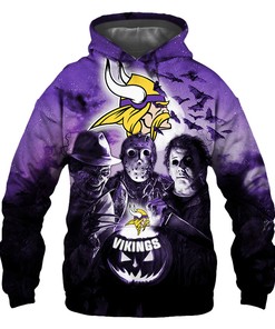 Minnesota Vikings Hoodie 3D Halloween Horror Night Gift for Fans