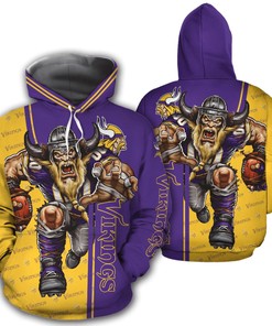 Minnesota Vikings Hoodie 3D Mascot Design Gift for Fans