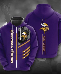 Minnesota Vikings Hoodie 3D Zip Hoodie 3 Lines Graphic Gift for Fans