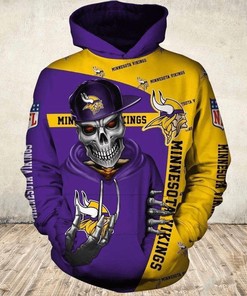 Minnesota Vikings Hoodie 3D Zip Hoodie Cute Death Gifts for Fans