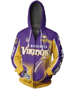Minnesota Vikings Hoodie 3D Zip Hoodie Cute Flame Balls Graphic Gifts for Fans