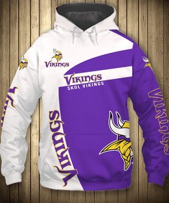 Minnesota Vikings Hoodie 3D Zip Hoodie Pullover Gift for Fans