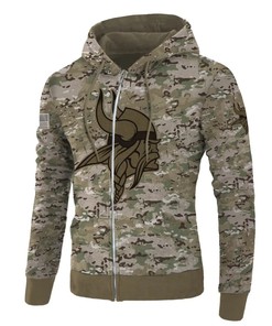 Minnesota Vikings Hoodie Army Graphic Zip Hoodie Pullover Gift for Fans