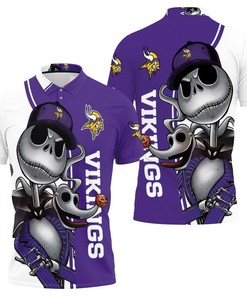 Minnesota Vikings Jack Skellington And Zero Polo Shirt All Over Print Shirt 3d T-shirt