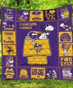 Minnesota Vikings Snoopy Quilt Blanket Bedding Set