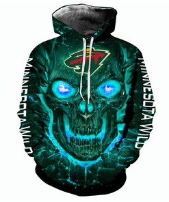 Minnesota Wild Halloween Hoodie 3D Skulls Pullover Nhl