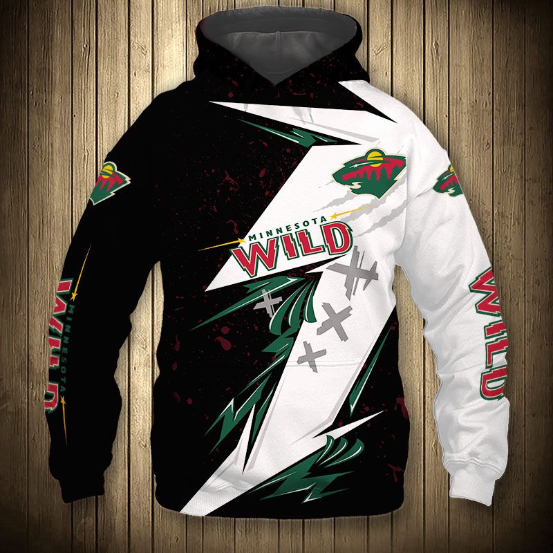 Minnesota Wild Hoodie 3D Thunder Design Pullover Nhl