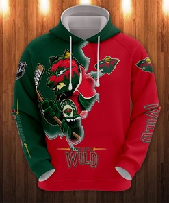 Minnesota Wild Hoodie 3D Zip Hoodie 3D Cartoon Graphic Zip Hoodie for Fan