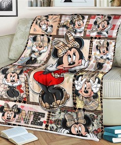 Minnie Mouse Plaid Disney Inspired Bedroom Livingroom Office Home Decoration Sherpa Blanket Fleece Blanket Funny Gifts