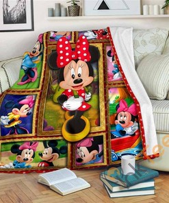 Minnie Sherpa Fleece Blanket Gifts for Family, for Couple