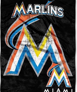 Mlb Soft Cozy Washable Miami_marlins Sherpa Fleece Blanket Gifts for Family, for Couple