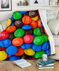 M&m Chocolates Sherpa Fleece Blanket Gifts for Family, for Couple