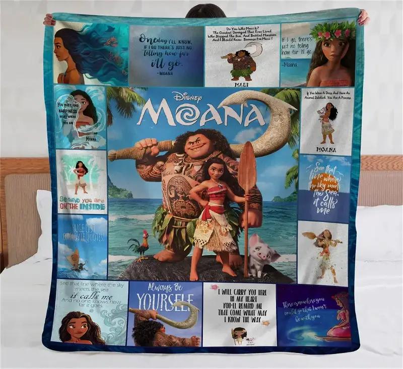 Moana Walt Disney Sofa Bedding Decor Sherpa Blanket Fleece Blanket Funny Gifts