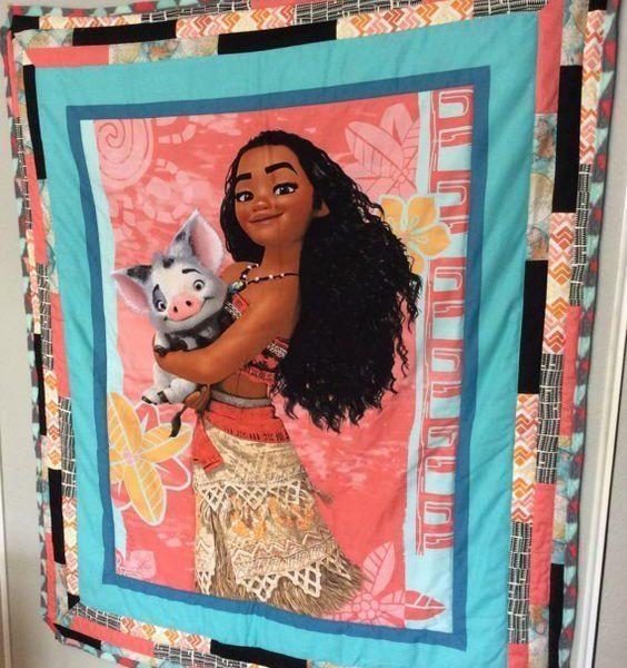 Moana With Her Pet Fabric Quilt Blanket Bedding Set